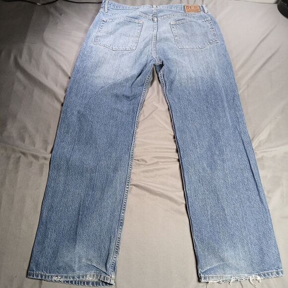 Polo Ralph Lauren Jeans Mens 36x32 Blue Distressed Preppy 90s Vtg Denim Woodrow - Picture 6 of 14